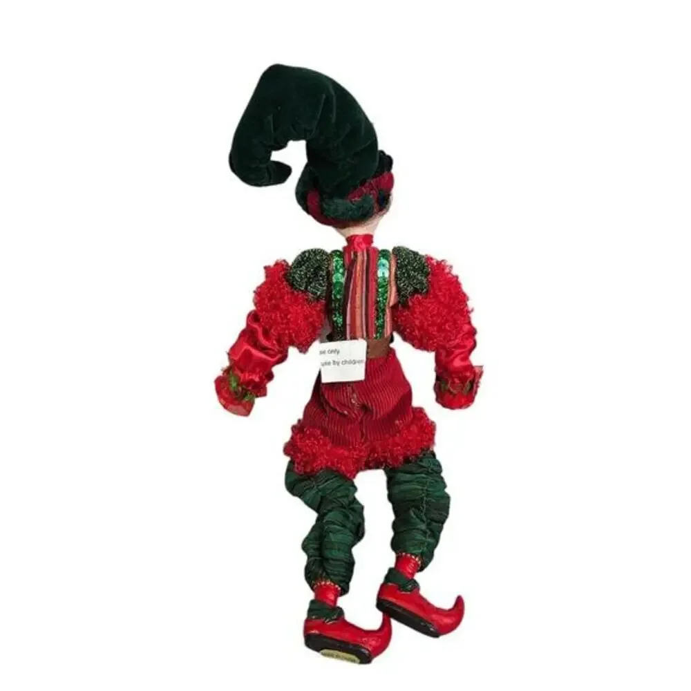 Christmas Decor Elf Fairy Doll‎ Pixie Detailed Sequins Beads Holiday Red READ